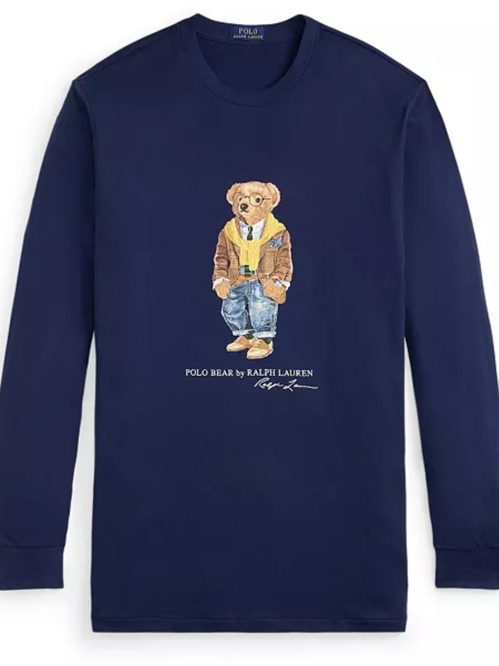 Polo Ralph Lauren Men's Big & Tall Bear Print Long-Sleeve T-Shirt Size 3LT Navy